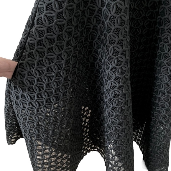 MAJE Ringo Basket Weave Lace Fit & Flare Dress Paris Sleeveless Black - Picture 6 of 11